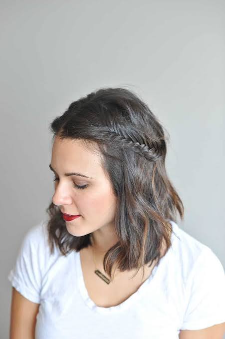 Dark Brown Collarbone Fishtail Braid — Winter Half Up Half Down Hairstyles