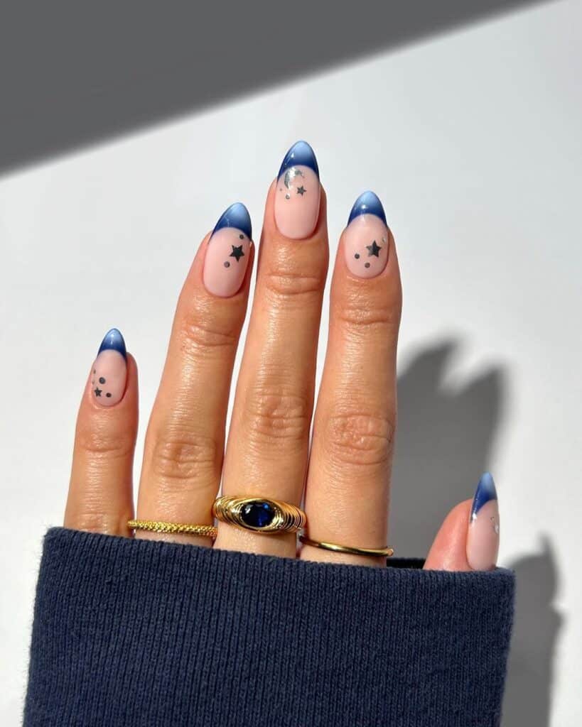 One Hand Medium Shot Visual Idea — Winter French Tip Nails