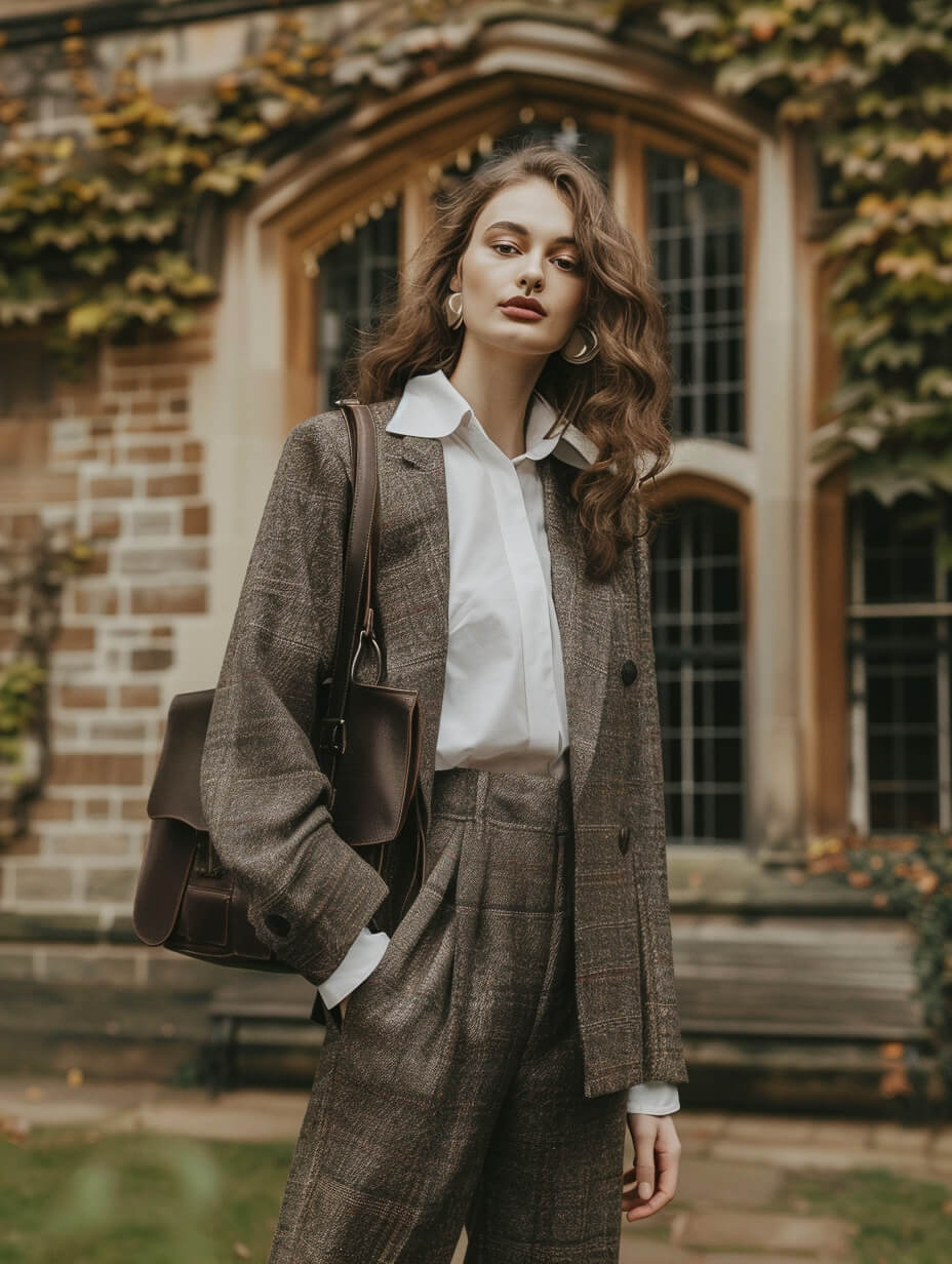 Plaid Blazer and Trousers for Classic Academia Plaid Blazer and Trousers for Classic Academia — Dark Academia Winter Outfits