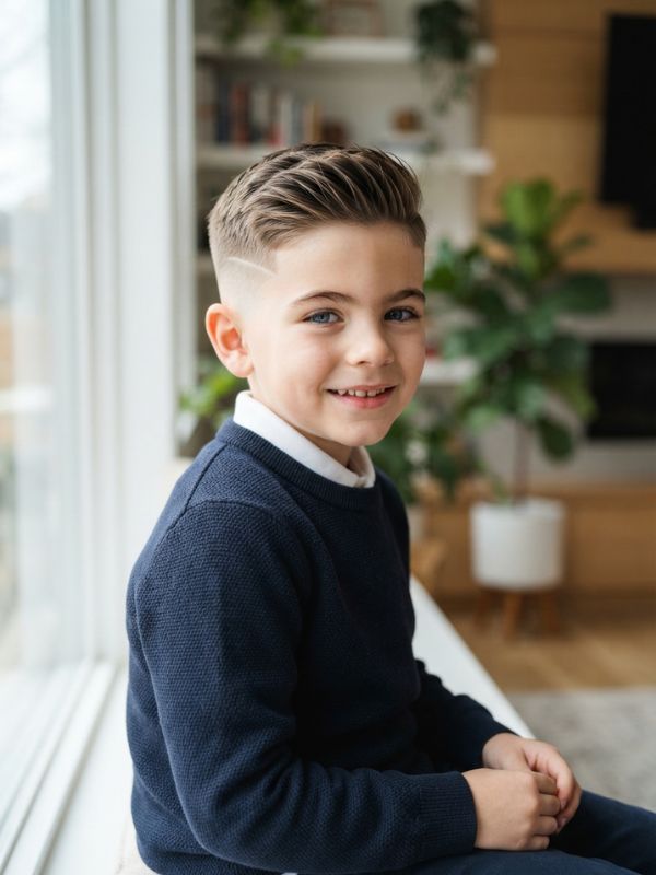 Short On Sides Medium On Top Taper Fade With Textured Fringe Short On Sides Medium On Top Taper Fade With Textured Fringe — Winter Haircuts for Boys
