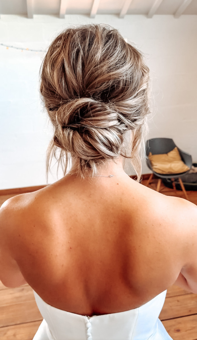 Mid-Back Ash Blonde Braided Bun — Winter Wedding Guest Hairstyles