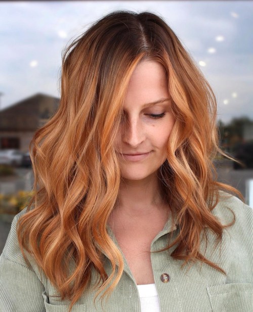 Warm Copper Collarbone With Lighter Highlights Warm Copper Collarbone With Lighter Highlights — Winter Hair Colors for Pale Skin