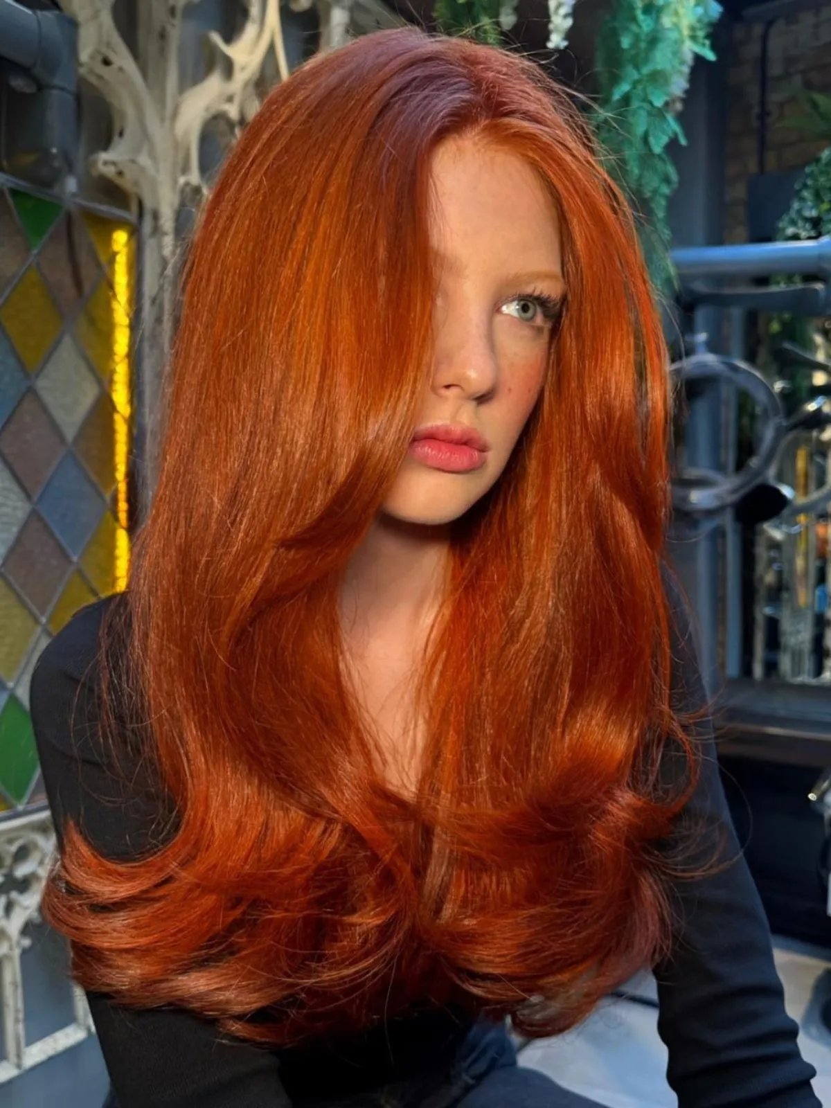 Vibrant Copper Red Blowout — True Winter Hair Color