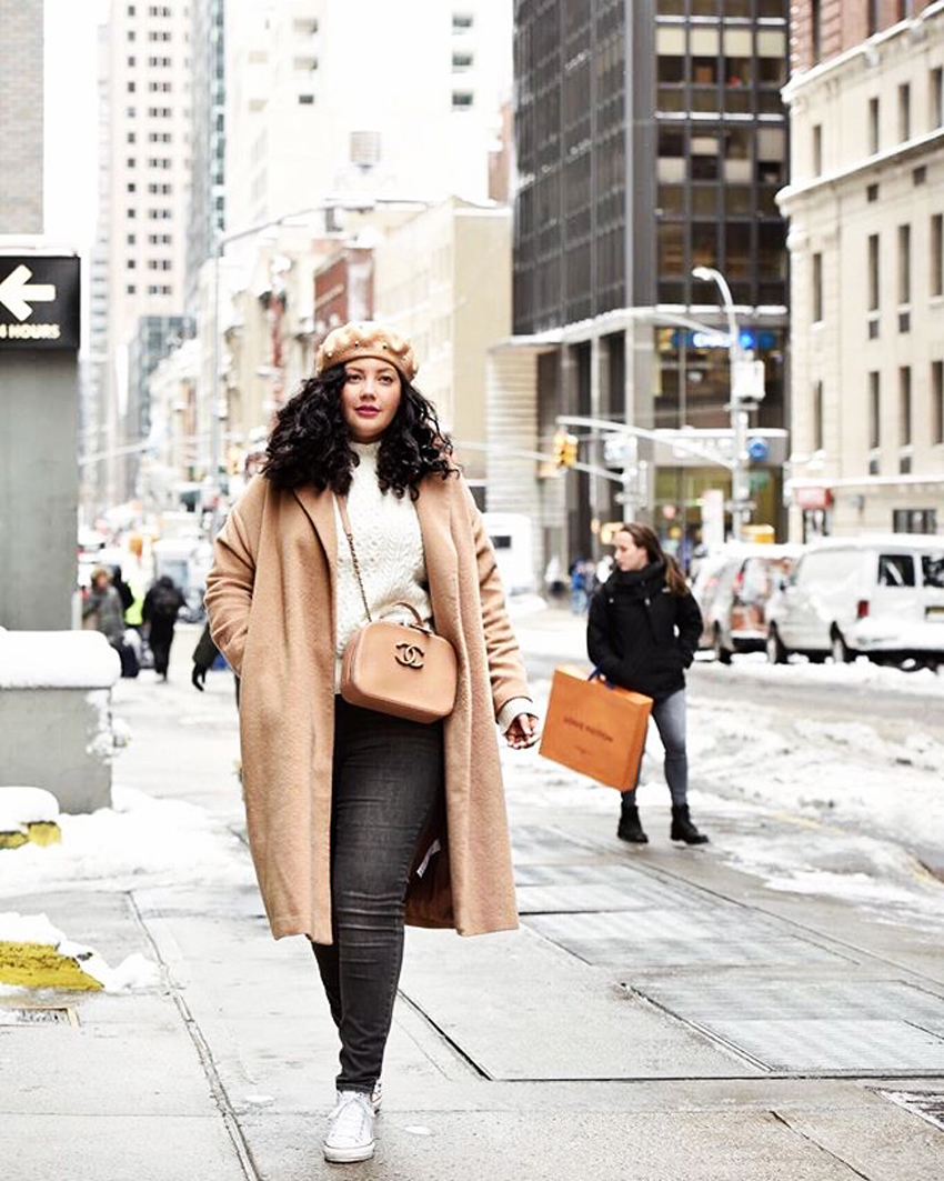 Camel Coat and Knit Sweater for a Classic Winter City Stroll Camel Coat and Knit Sweater for a Classic Winter City Stroll — Winter Outfits for Plus Size Women