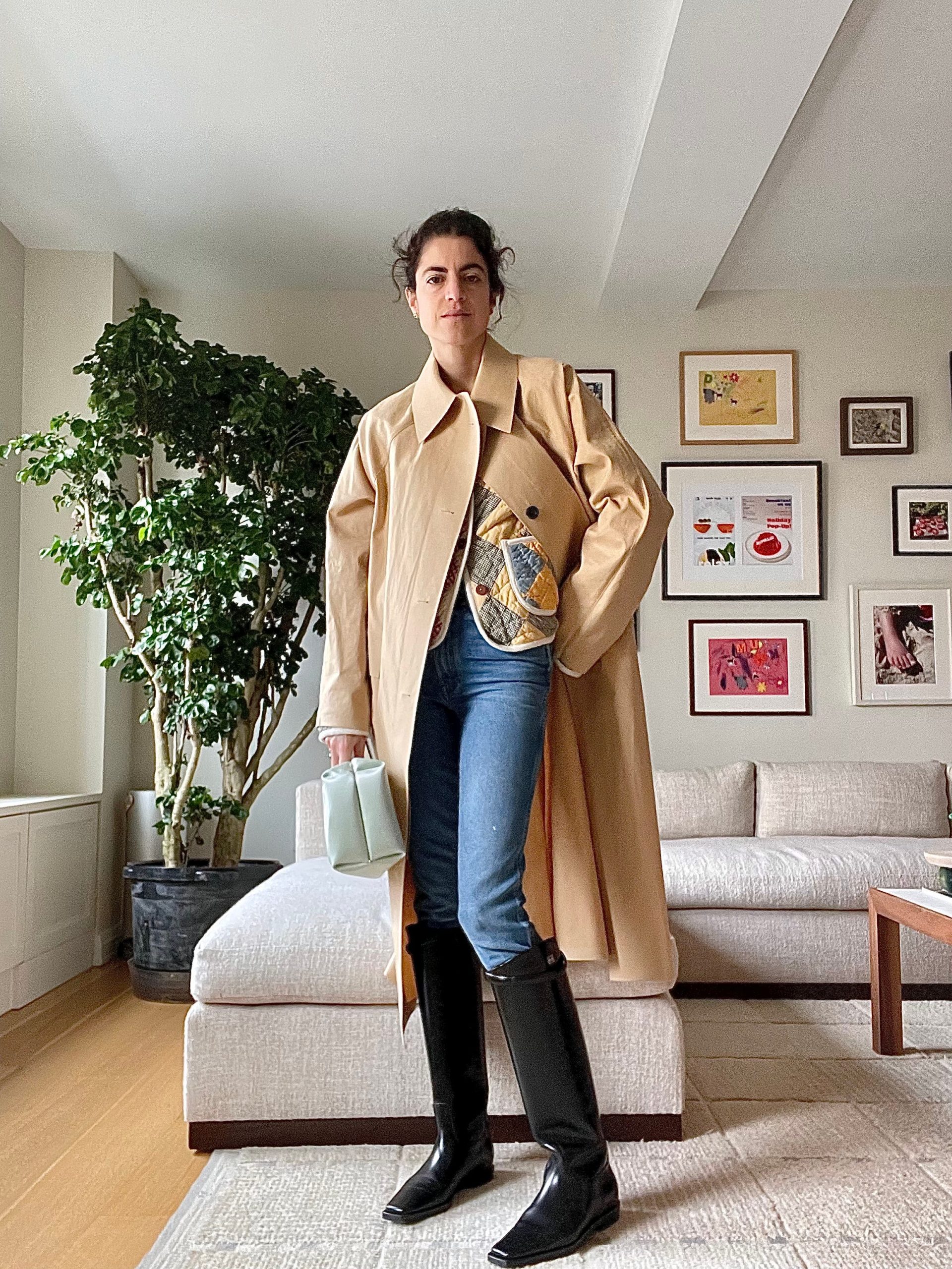 Casual Chic: Black Riding Boots with Trench Coat Casual Chic: Black Riding Boots with Trench Coat — Riding Boots Outfits