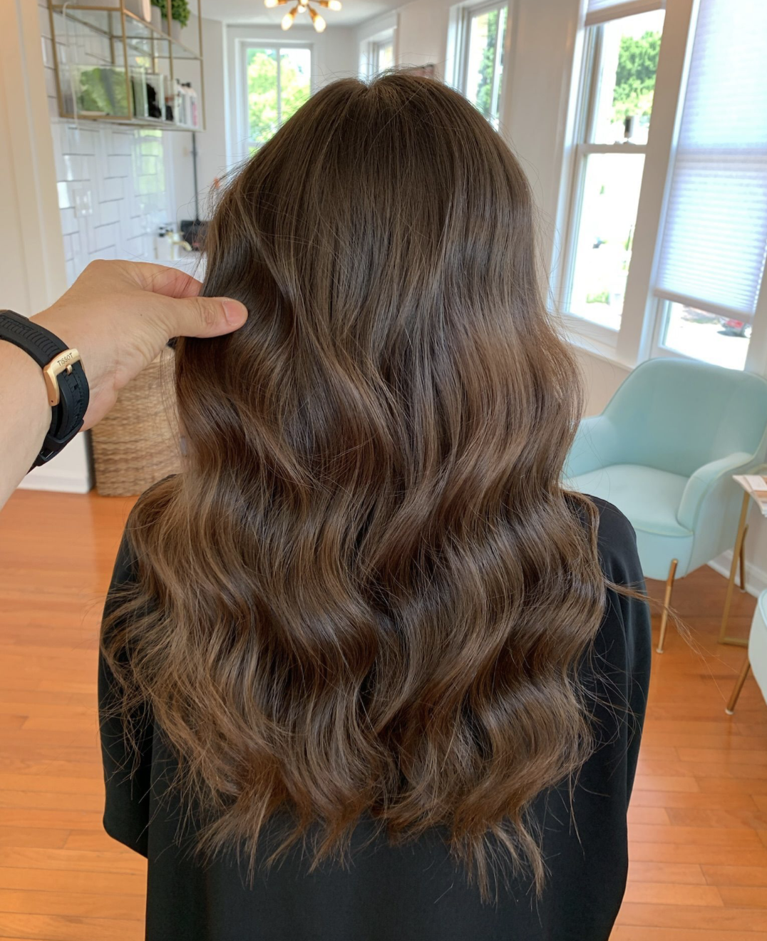 Back View Medium Brown With Caramel Highlights Back View Medium Brown With Caramel Highlights — Winter Brown Hair Colors