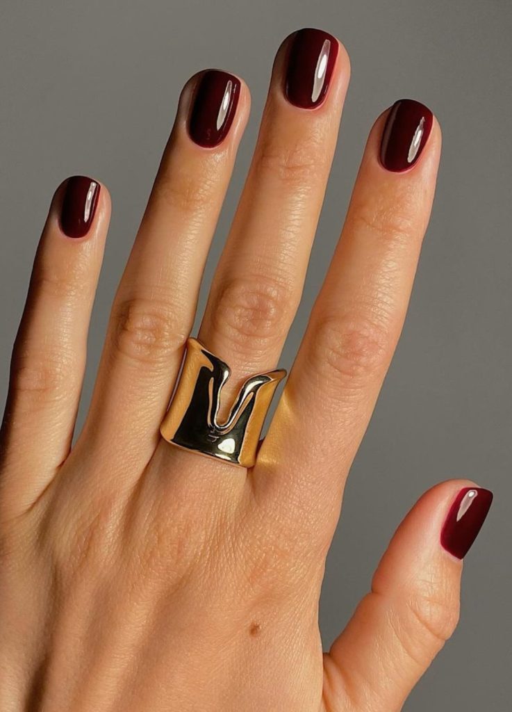 Deep Glossy Burgundy Square Nails Deep Glossy Burgundy Square Nails — Black Cherry Nails