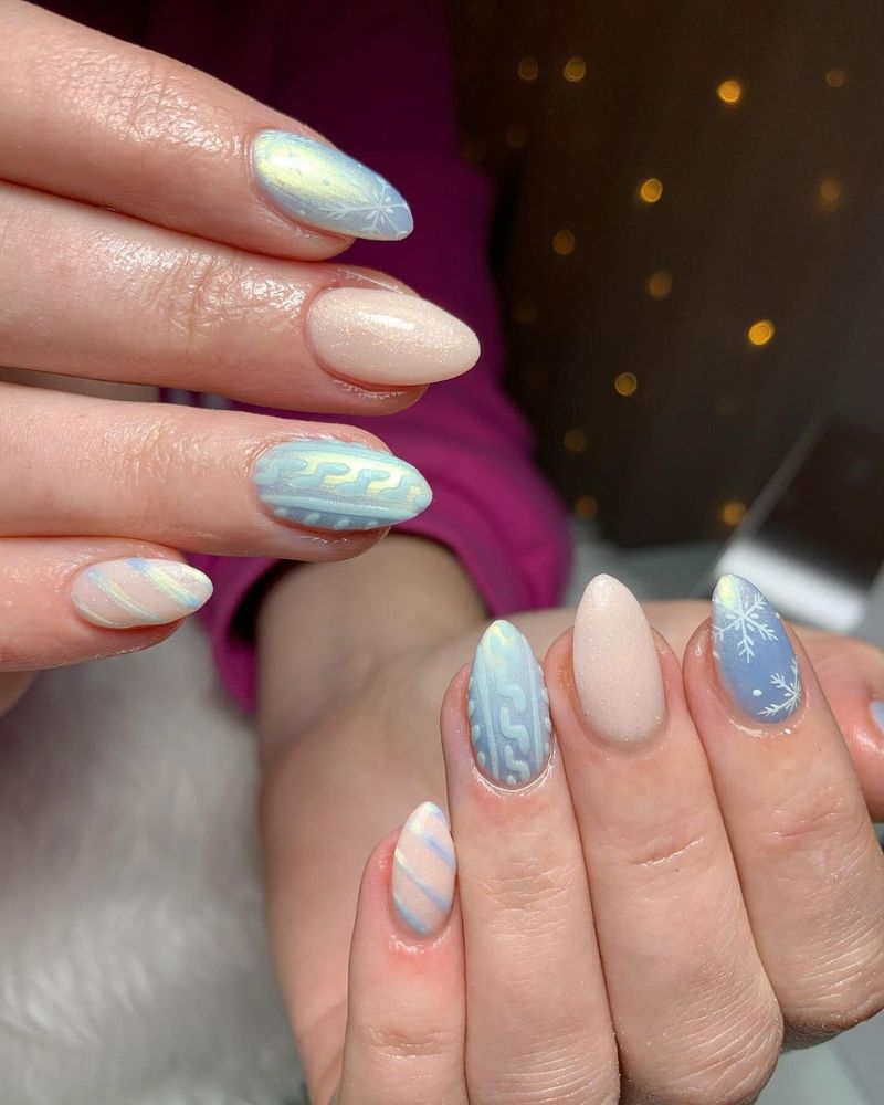 30+ Blue Winter Nails That Will Freeze Your Boredom