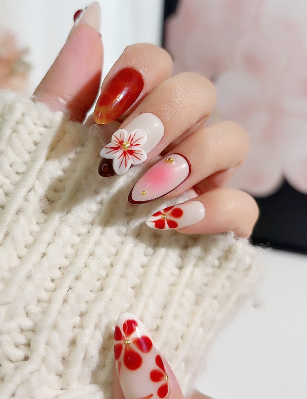 Solid Deep Red and Cherry Art Stiletto Nails Solid Deep Red and Cherry Art Stiletto Nails — Cherry Red Nails