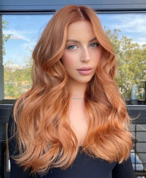 Copper Base With Blonde Highlights Visual Idea — Winter Hair Colors for Redheads