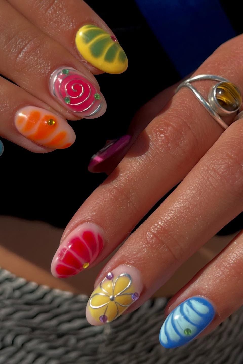 Medium Almond Fruit and Flower Designs with Wire — Cute Nail Designs