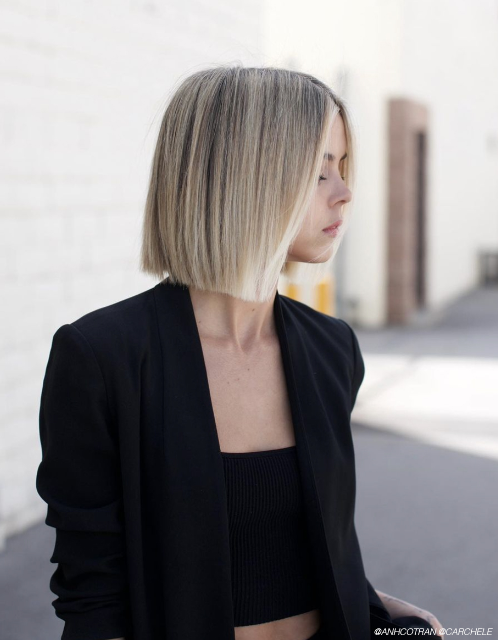 No Bangs Sharp Ash Blonde Collarbone Bob — Winter Bob Haircuts