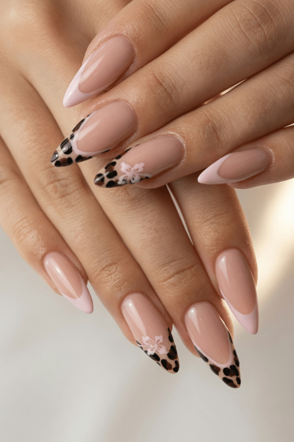 Nude Pink Leopard Print French Tip Nails Nude Pink Leopard Print French Tip Nails — Simple Nail Designs