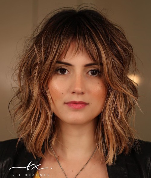 Brown Shag With Short Choppy Bangs — Winter Layered Haircuts