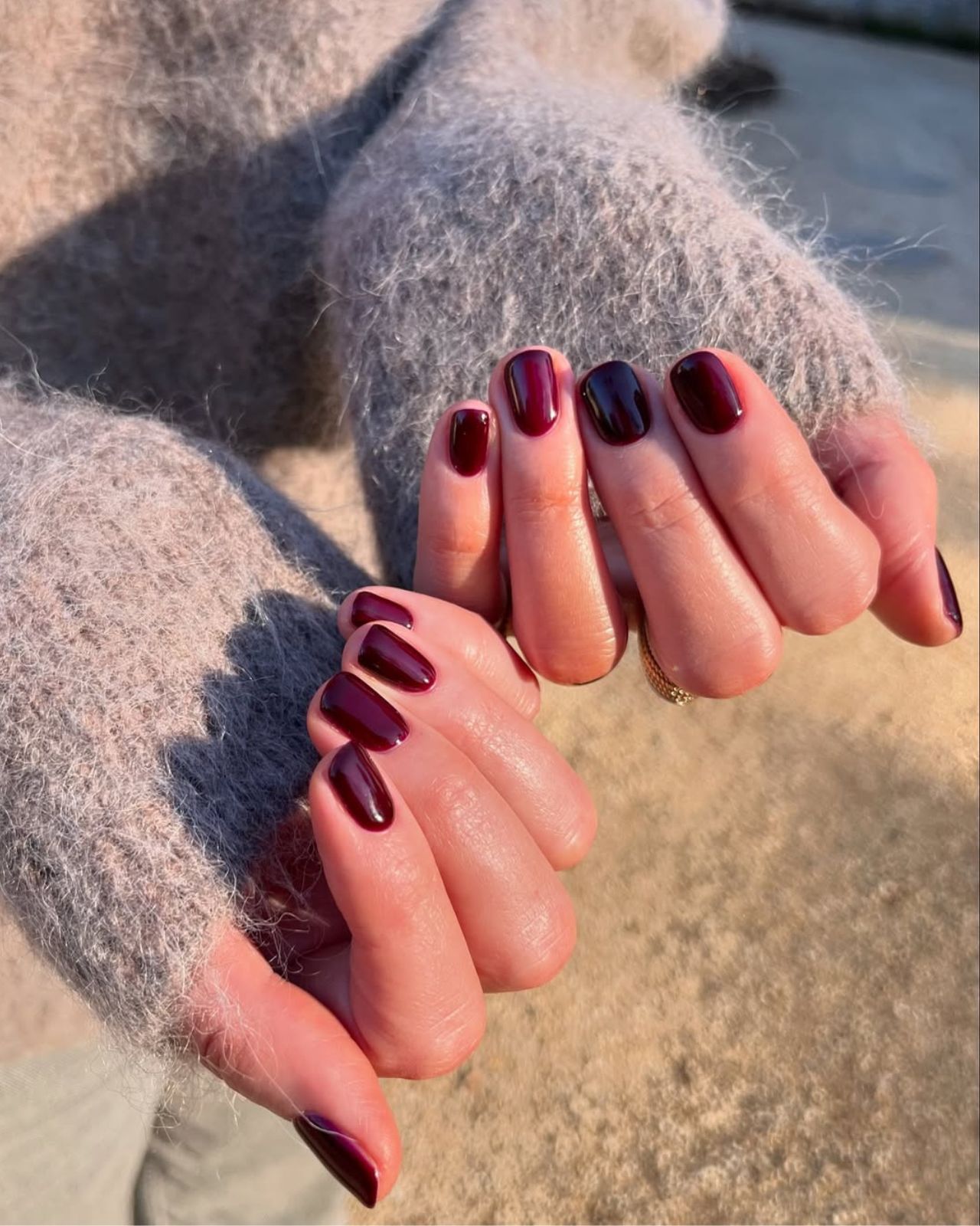 Deep Burgundy Wine Red Glossy Mix — Winter Gel Nail Colors