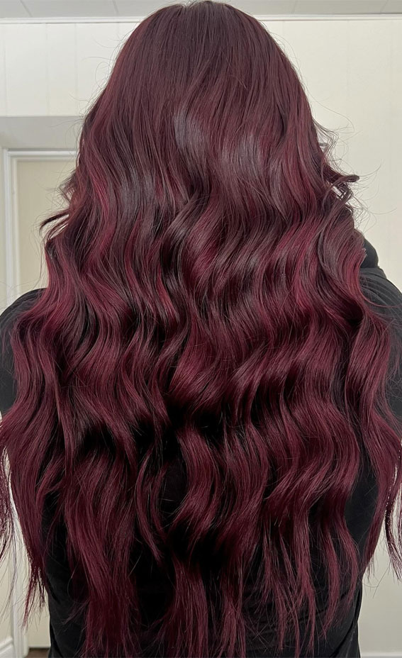 Mid-Back Uniform Dark Burgundy On Straight Hair Mid-Back Uniform Dark Burgundy On Straight Hair — Burgundy Hair Color