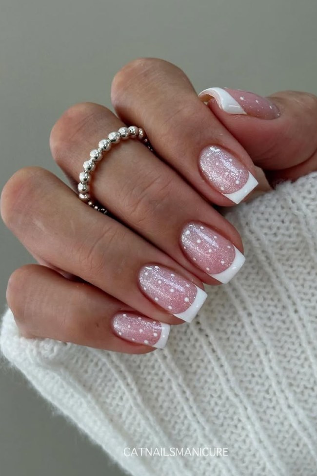 Winter Playful Visual Idea — Winter French Tip Nails