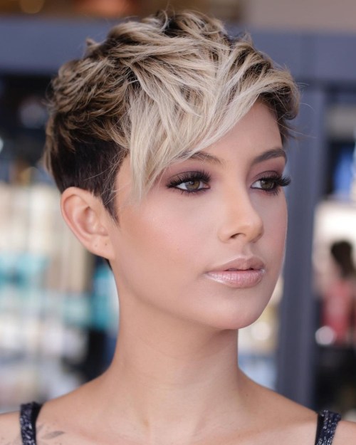 Blonde Pixie With Shaved Undercut Blonde Pixie With Shaved Undercut — Winter Pixie Haircuts