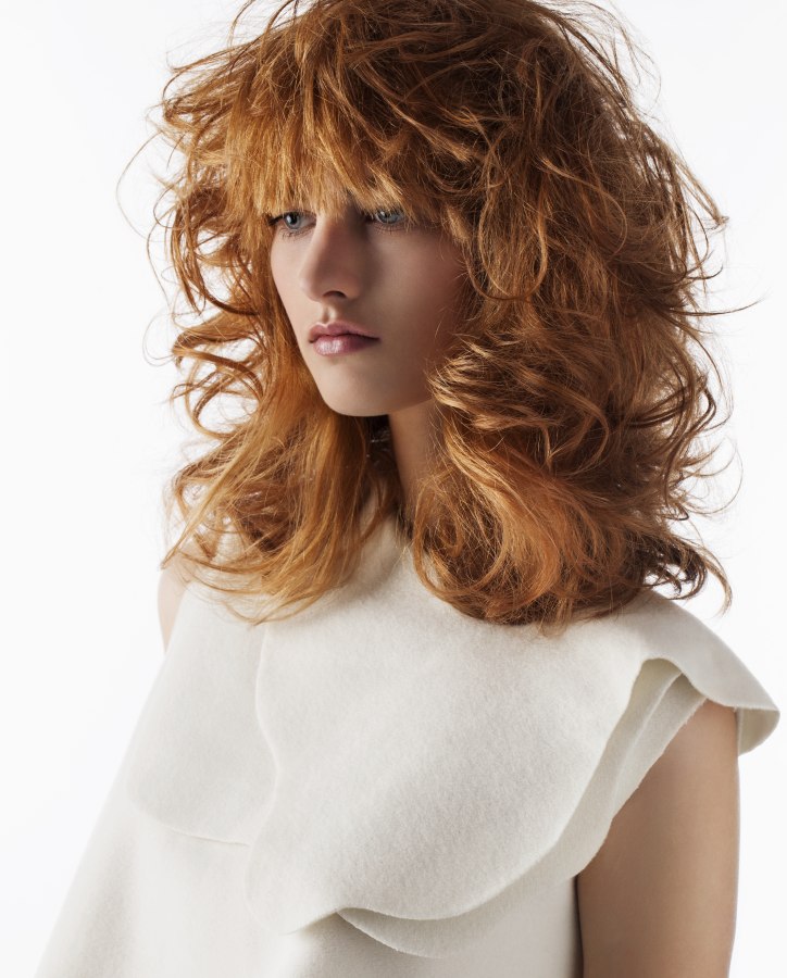 Vibrant Red Collarbone Shag With Full Fringe Vibrant Red Collarbone Shag With Full Fringe — Winter Shag Haircuts