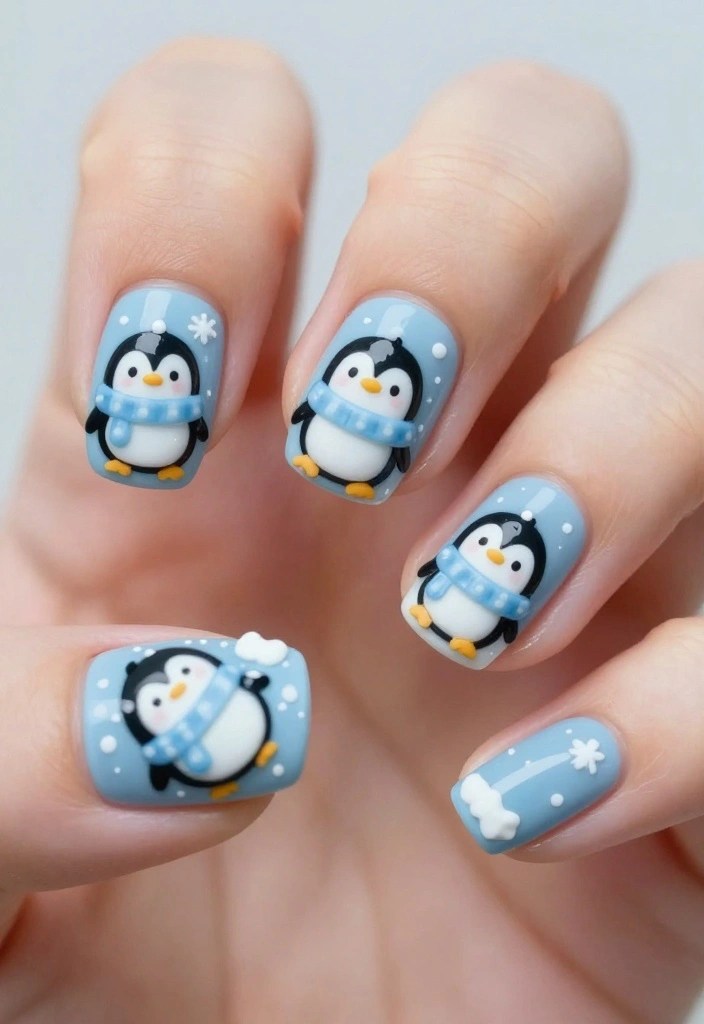 Adorable Penguin Winter Nails Adorable Penguin Winter Nails — Cute Winter Nails