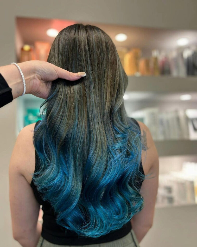 Dark Brown With Blue-Grey Highlights Dark Brown With Blue-Grey Highlights — Winter Ombre Hair