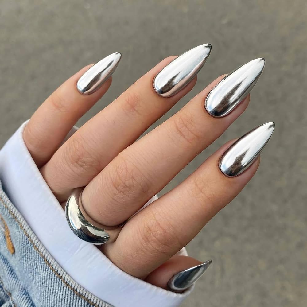 Any Visual Idea — Silver Chrome Nails