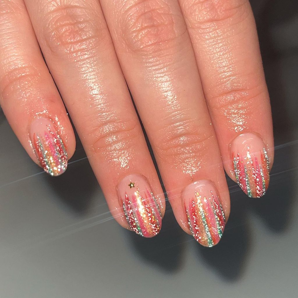Multi-Glitter Stripe Nails Multi-Glitter Stripe Nails — Winter Nail Designs
