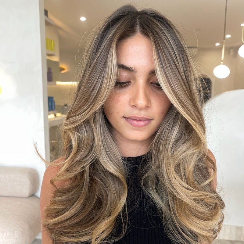 Medium Brown With Voluminous Warm Blonde — Blonde to Brunette Hair