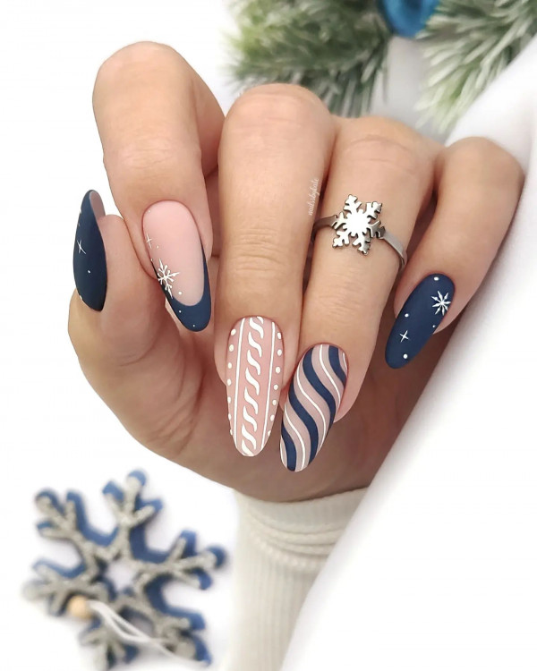 Matte Navy Blue Winter Mix Matte Navy Blue Winter Mix — Cute Winter Nails