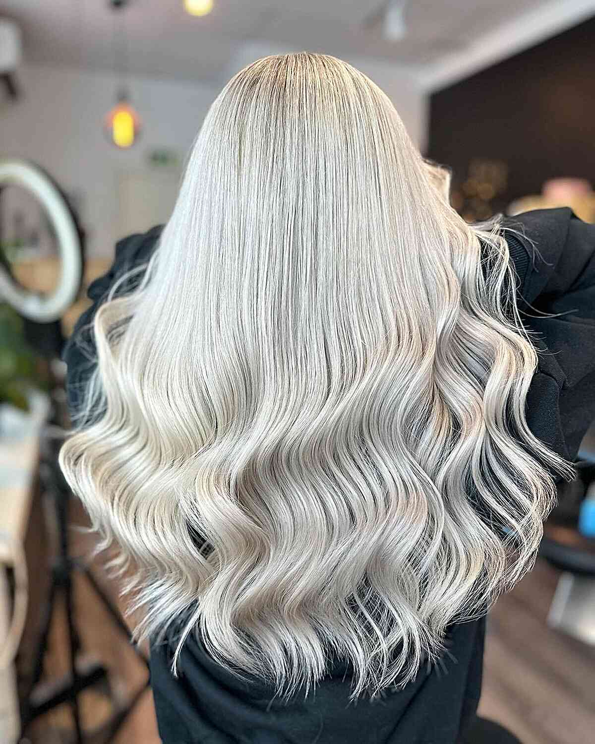 No Bangs Visual Idea — Icy Blonde Hair