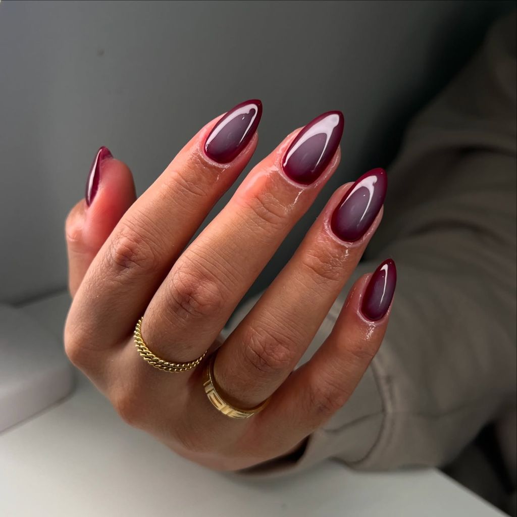 Burgundy to Clear Gradient Nails Burgundy to Clear Gradient Nails — Burgundy Nails