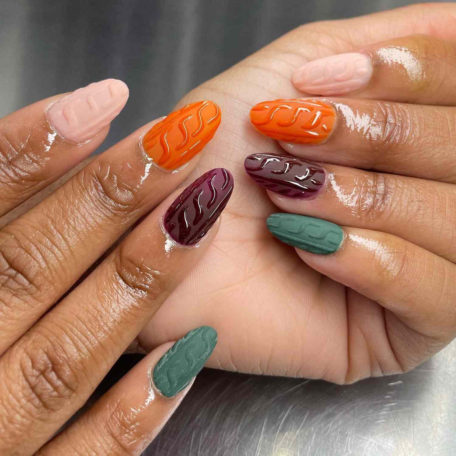 Textured Sweater Nails in Fall Colors