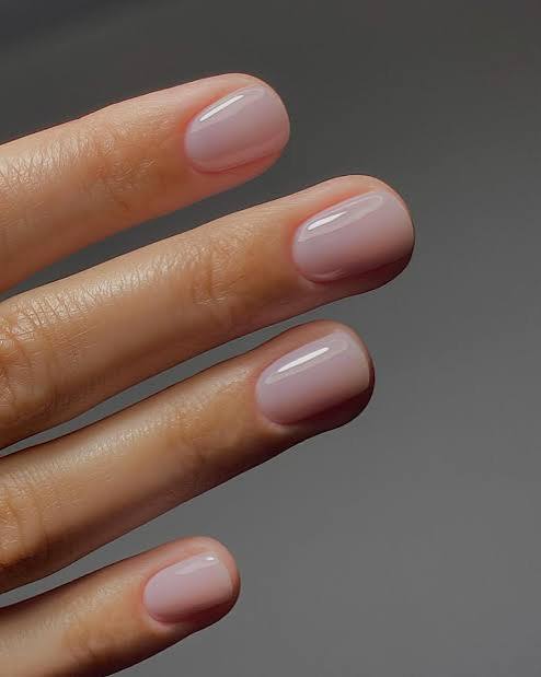 Cool-Toned Nude Pink Short Ovals — Neutral Nail Colors