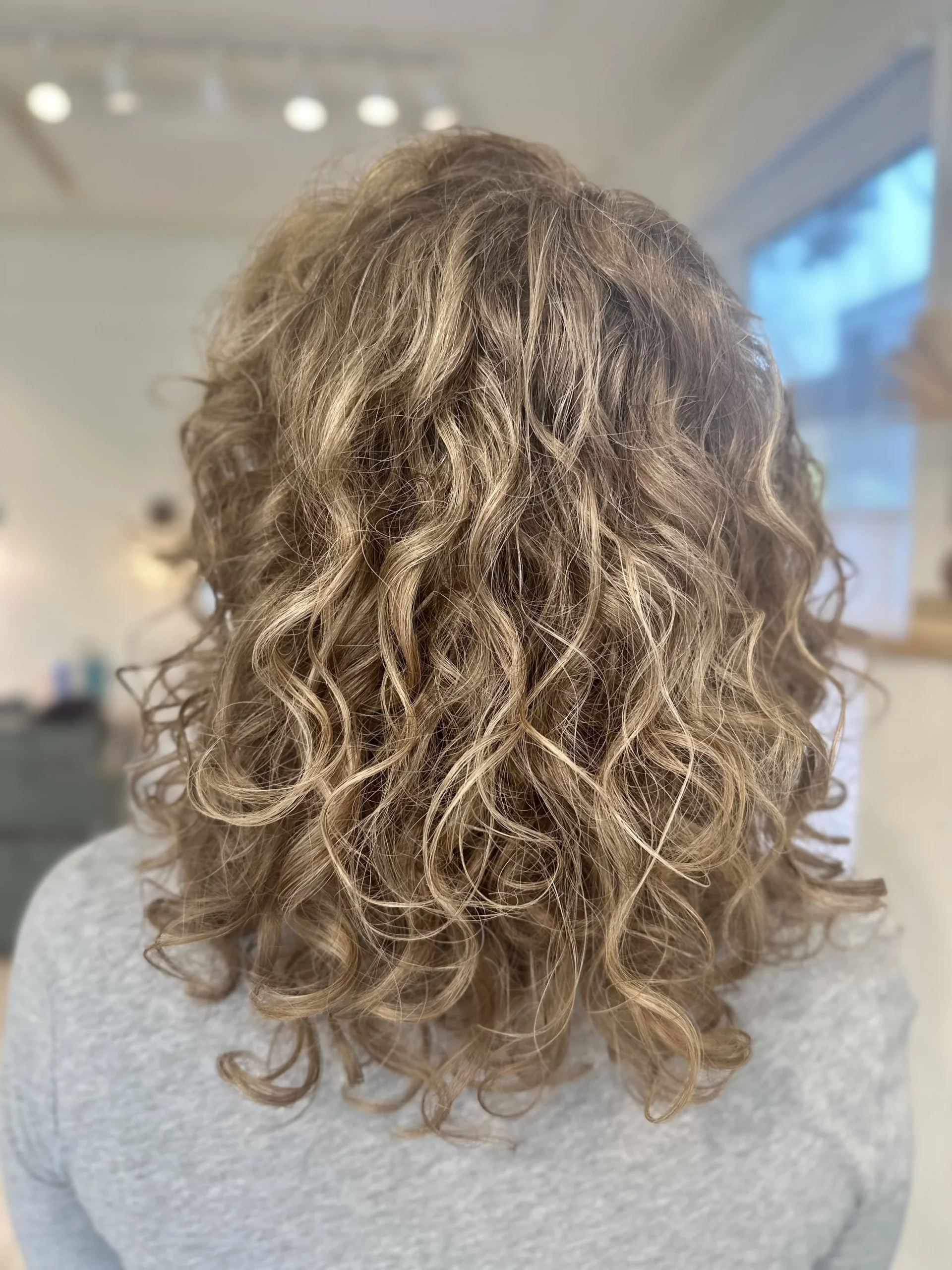 Collarbone Layers With Grey Streaks Collarbone Layers With Grey Streaks — Winter Haircuts for Curly Hair