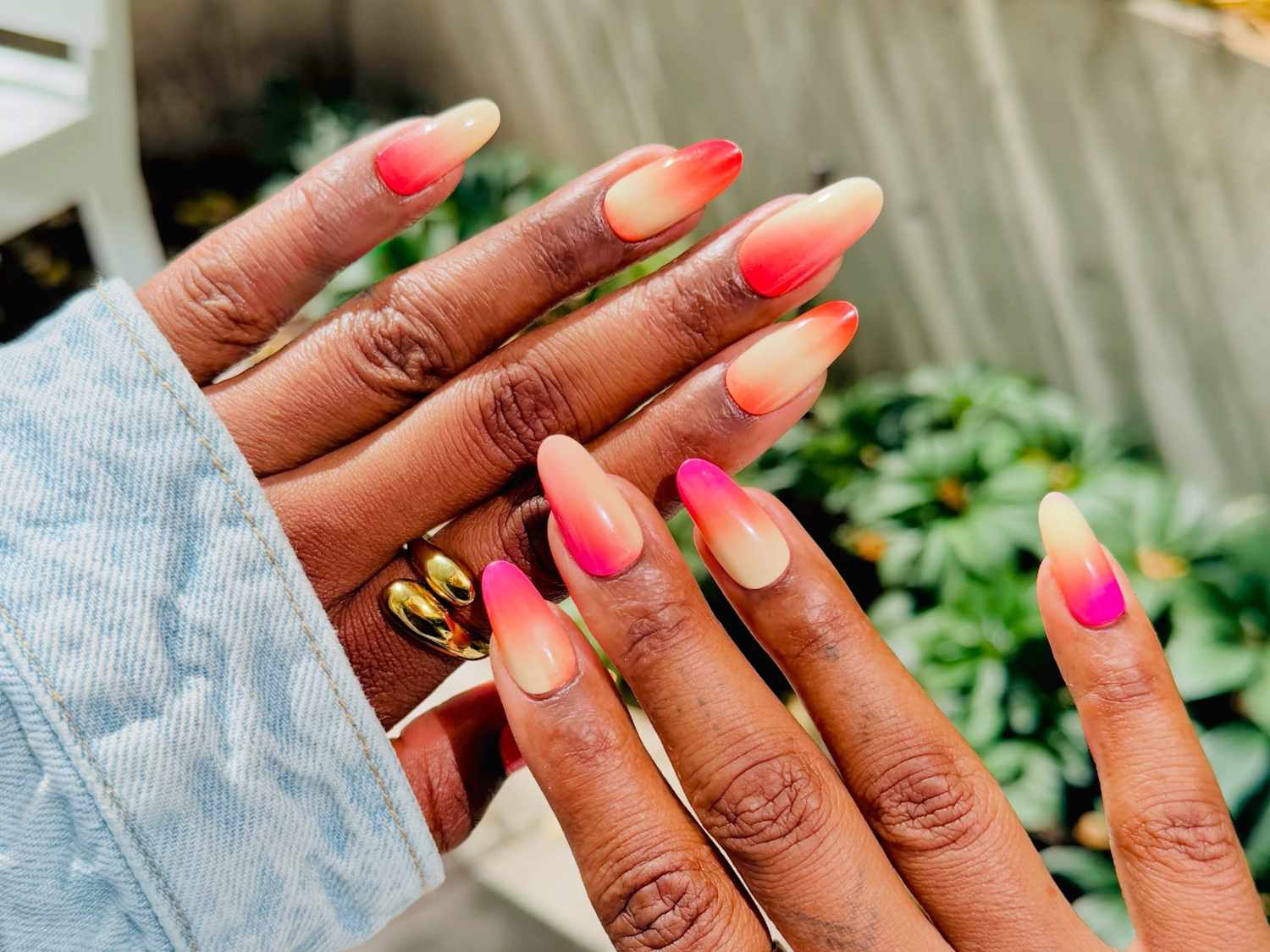 Yellow Orange Pink Sunset Stiletto Ombre Yellow Orange Pink Sunset Stiletto Ombre — Ombre Nail Designs