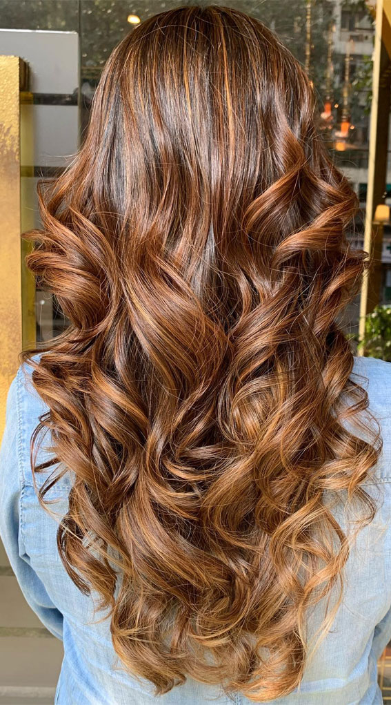 Long Layers Medium Brown with Caramel Highlights Long Layers Medium Brown with Caramel Highlights — Winter Hair Colors for Brown Eyes