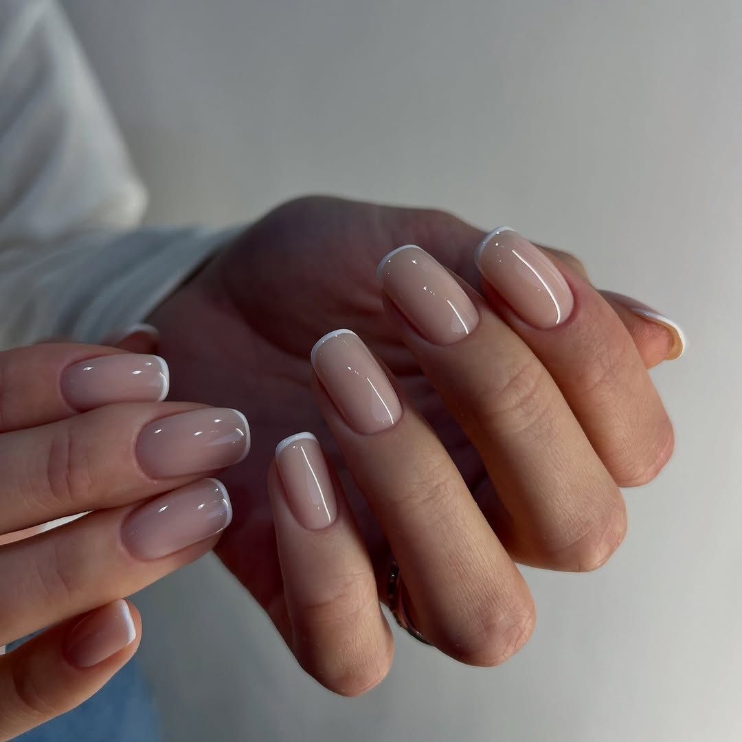Neutral Visual Idea — Winter French Tip Nails