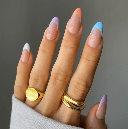 Playful Pastel French Tip Almonds Playful Pastel French Tip Almonds — Nail Art Ideas
