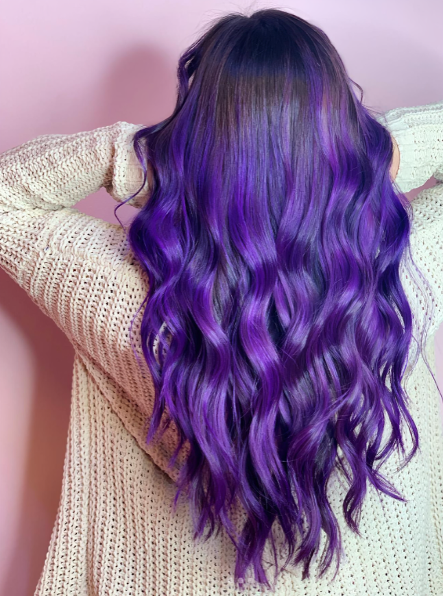 Dark Brown To Vibrant Purple Ombre Dark Brown To Vibrant Purple Ombre — Winter Ombre Hair