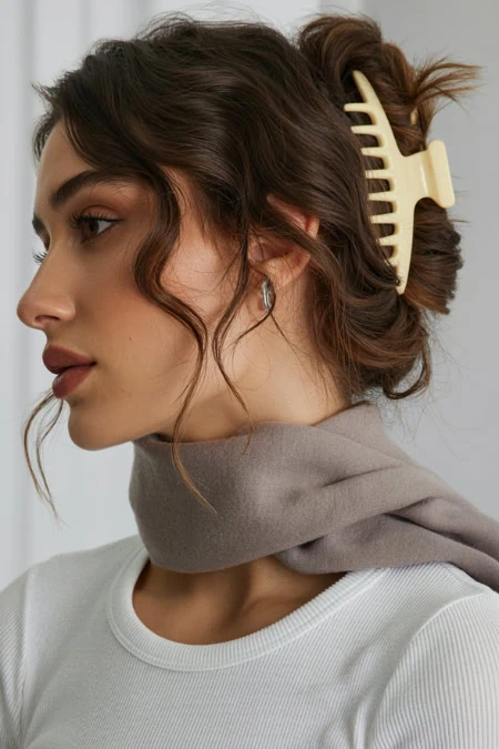 Loose Dark Brown Low Bun with Tendrils Loose Dark Brown Low Bun with Tendrils — Winter Updos