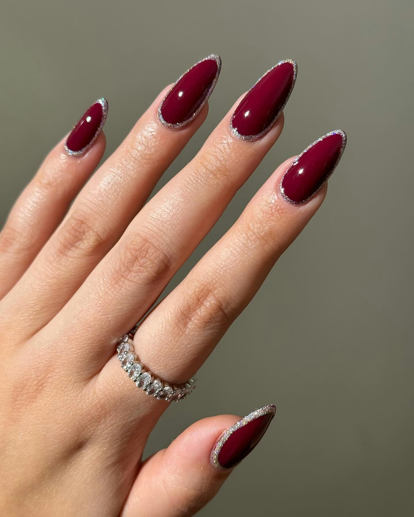 Dark Luxurious Burgundy Almond Nails Dark Luxurious Burgundy Almond Nails — Black Cherry Nails