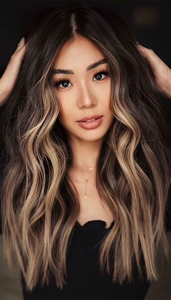 Dark Brown with Blonde Face-Framing Dark Brown with Blonde Face-Framing — Dark Winter Hair Colors