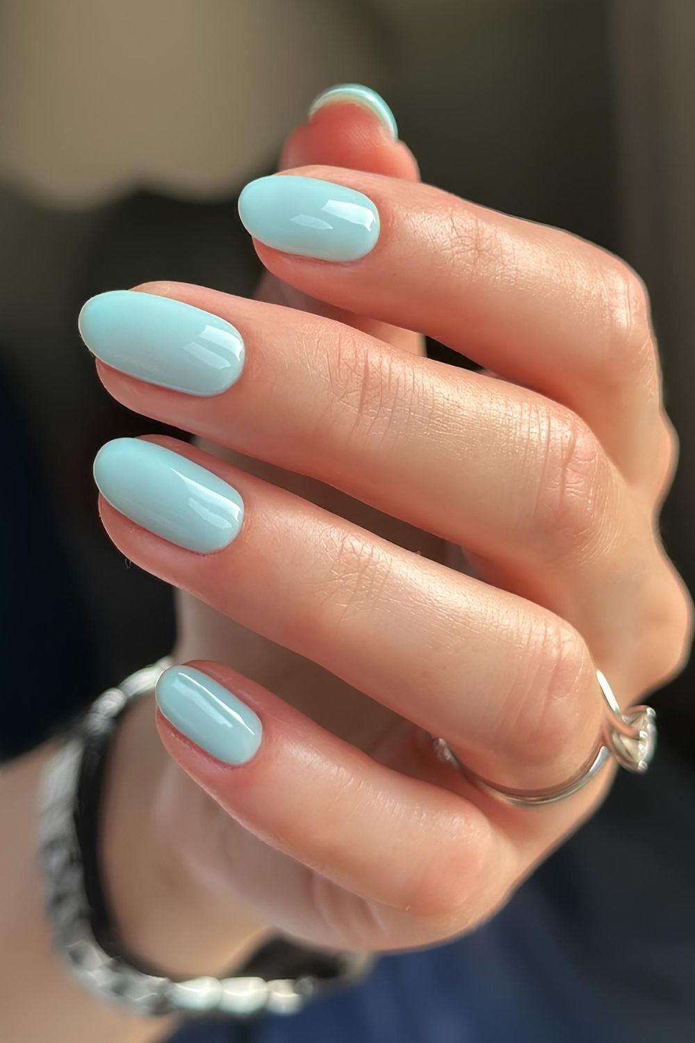 Pastel Icy Blue Glossy Oval Nails Pastel Icy Blue Glossy Oval Nails — Icy Blue Nails