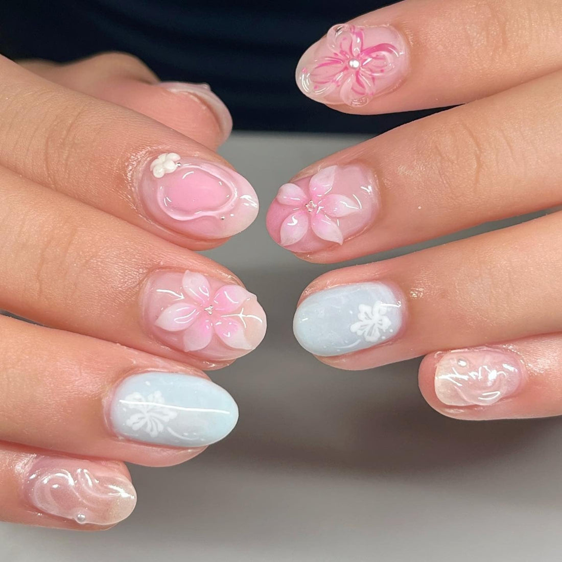 Nude Purple White Iridescent Glitter Visual Idea — Winter Gel Nails