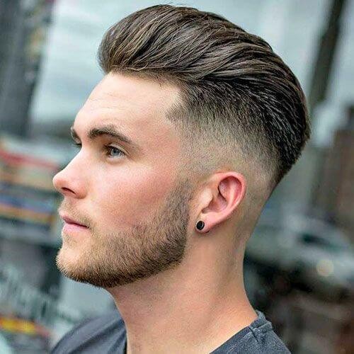 Fade With Voluminous Slicked Back Top — Winter Hairstyles for Men