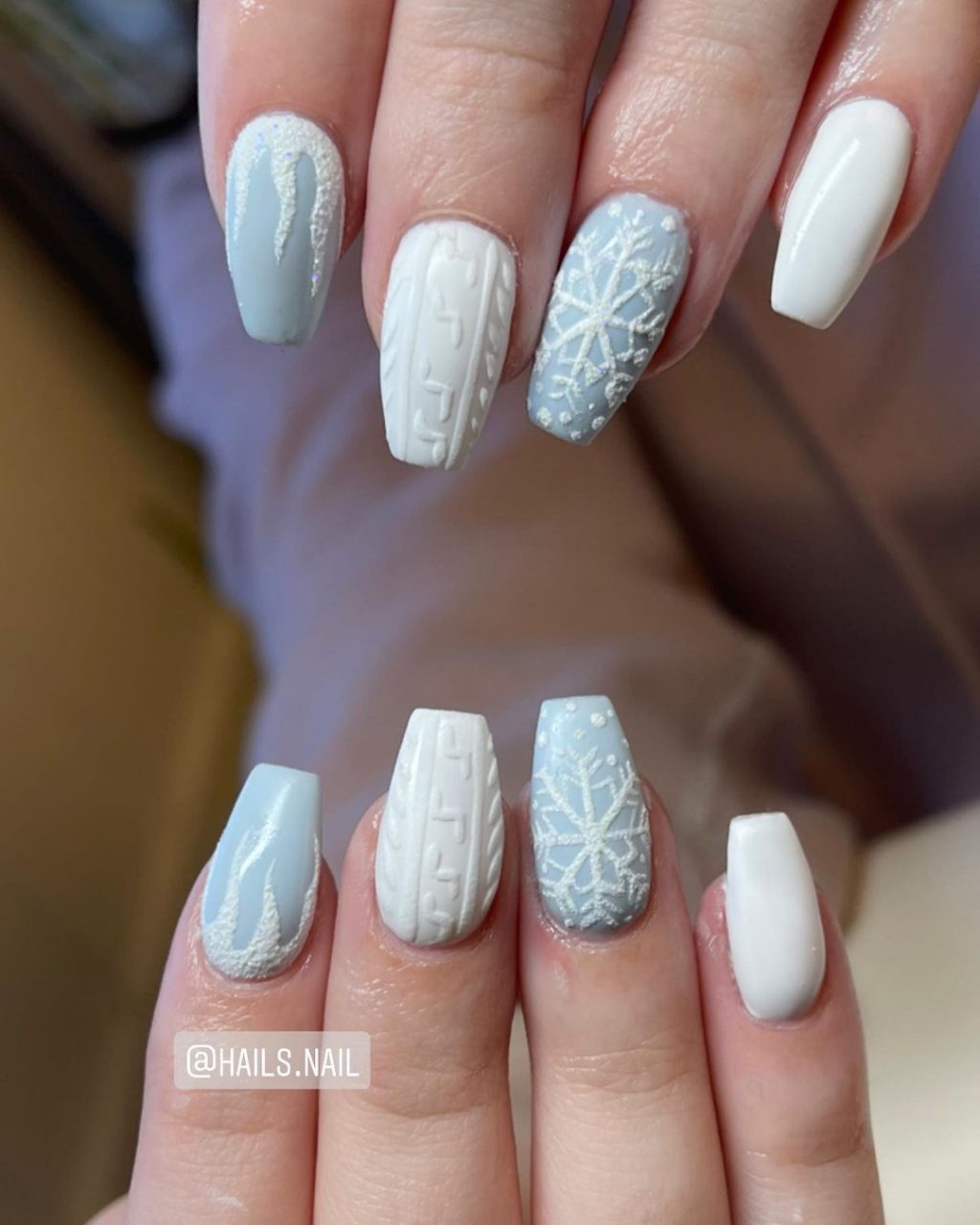 3D Pale Blue Sweater Texture Nails 3D Pale Blue Sweater Texture Nails — Cute Winter Nails