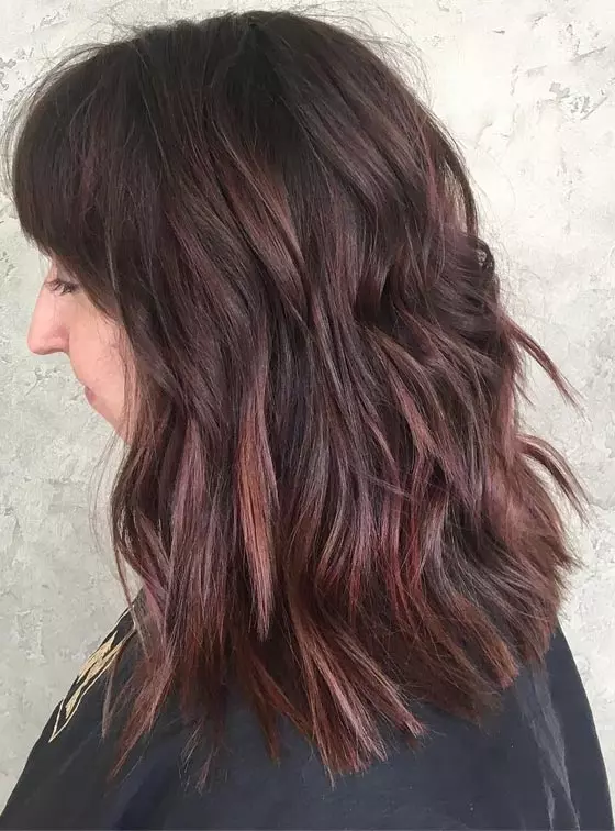 Visual Idea — A Woman With Medium-Density — Mahogany Hair Color