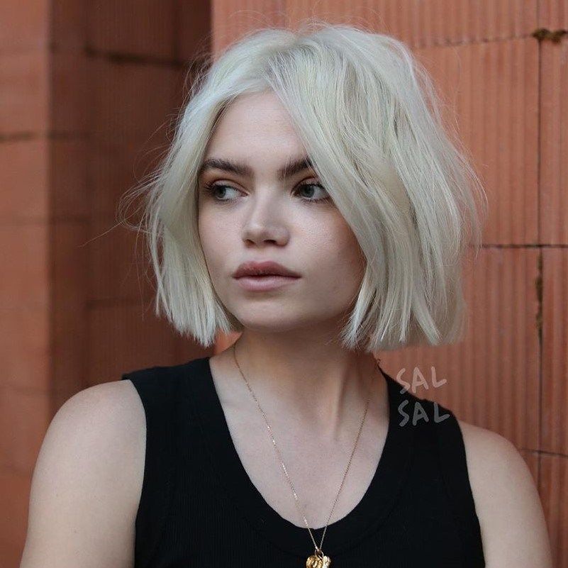 Platinum Blonde Bob Textured Ends — Winter Bob Haircuts