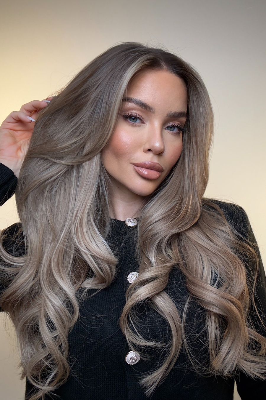 Ash Blonde Hair with Black Cardigan — Blonde Hair Colour