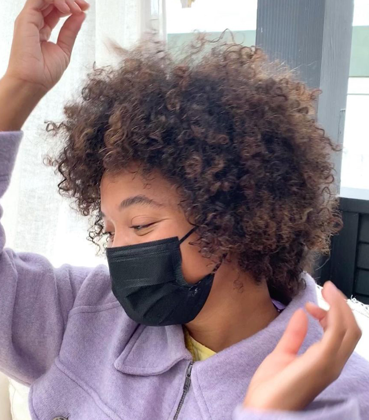 Shoulder Length Natural Curls Air Dried — Winter Haircuts for Black Women